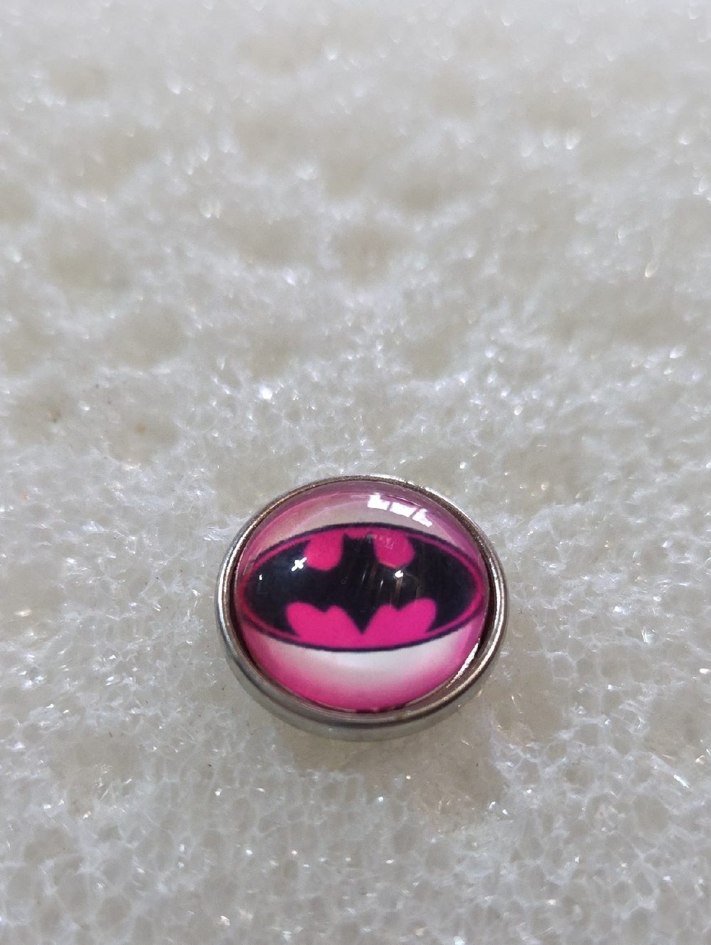 Pink Batman Signal Dome Ginger Snap Charm 18mm